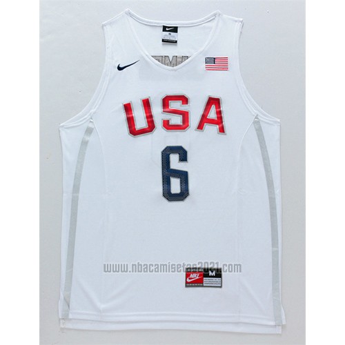 Camiseta USA 2016 Lebron James #6 Blanco